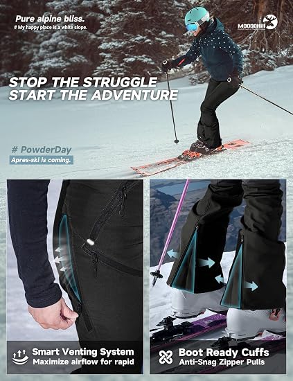 Pantalones de esquí de nieve para mujer con forro polar impermeable y aislante - Quierox - Tienda Online