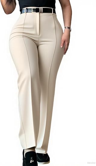 Pantalones de trabajo CHICME para mujer, de cintura alta, rectos, informales, de negocios - Quierox - Tienda Online