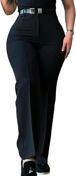 Pantalones de trabajo CHICME para mujer, de cintura alta, rectos, informales, de negocios - Quierox - Tienda Online