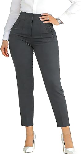 Pantalones de vestir elásticos para mujer, de cintura alta - Quierox - Tienda Online