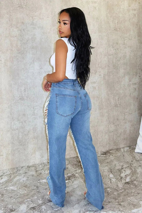 Pantalones vaqueros con perlas para mujer de estilo informal - Quierox - Tienda Online