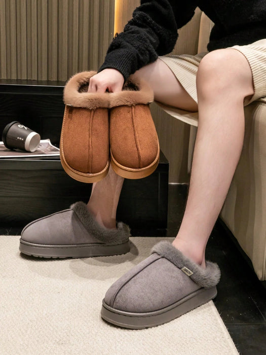 Pantuflas de felpa para hombre para uso en interiores en otoño e invierno con suela gruesa - Quierox - Tienda Online