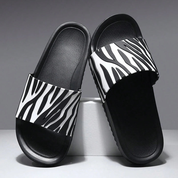 Pantuflas para unisex clásicas con patrón salvaje de cebra en blanco y negro cruzado - Quierox - Tienda Online