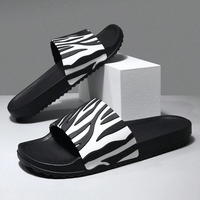 Pantuflas para unisex clásicas con patrón salvaje de cebra en blanco y negro cruzado - Quierox - Tienda Online