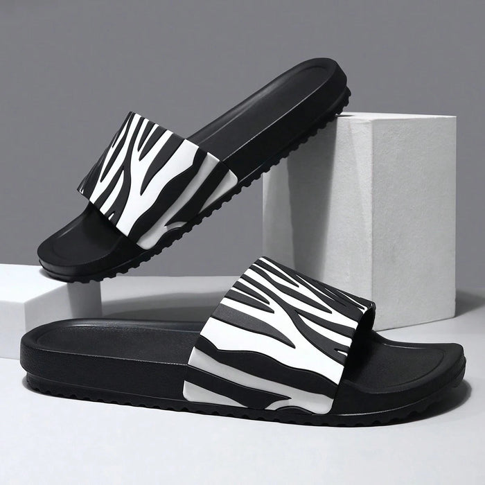 Pantuflas para unisex clásicas con patrón salvaje de cebra en blanco y negro cruzado - Quierox - Tienda Online