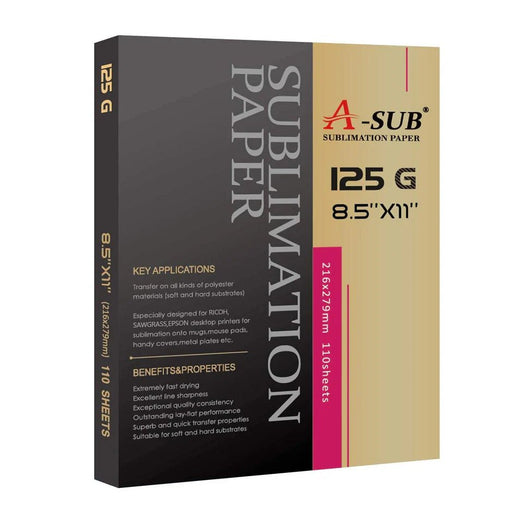 Papel de sublimación A - SUB de 8,5" x 11", 125 g/m², 110 hojas - Quierox - Tienda Online