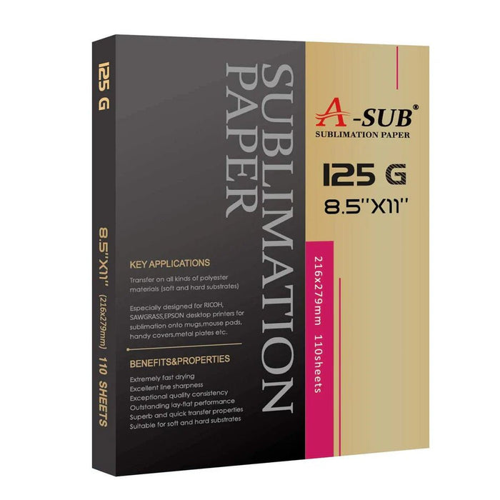 Papel de sublimación A - SUB de 8,5" x 11", 125 g/m², 110 hojas - Quierox - Tienda Online