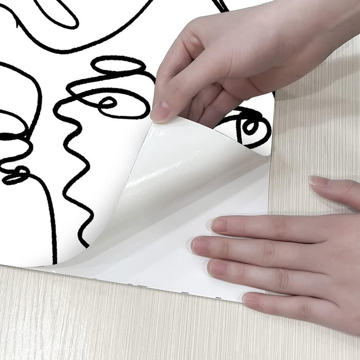 Papel tapiz moderno de línea abstracta para despegar y pegar 17.7 x 117 pulgadas - Quierox - Tienda Online