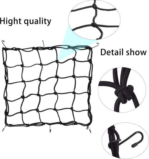 Paquete de 1 redes elásticas con 6 ganchos para carga de motocicletas 30 x 30 cm - Quierox - Tienda Online