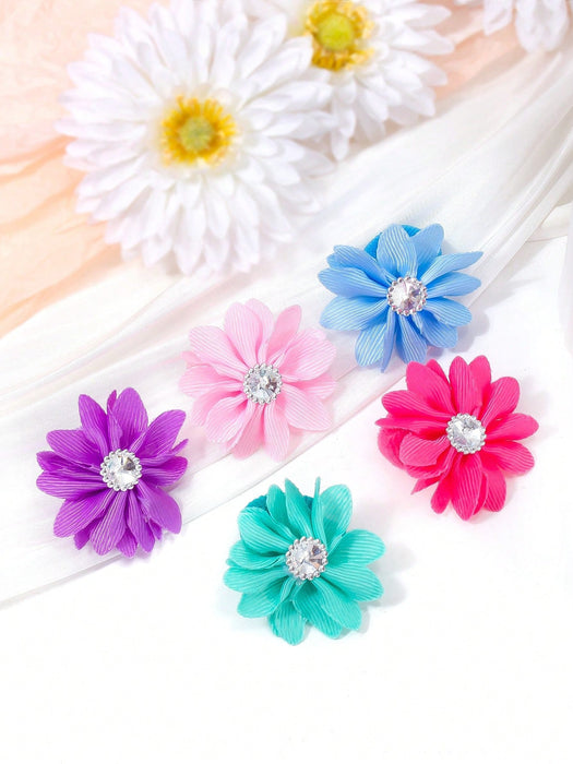 Paquete de 10 scrunchies de flores de unicolor para niñas - Quierox - Tienda Online