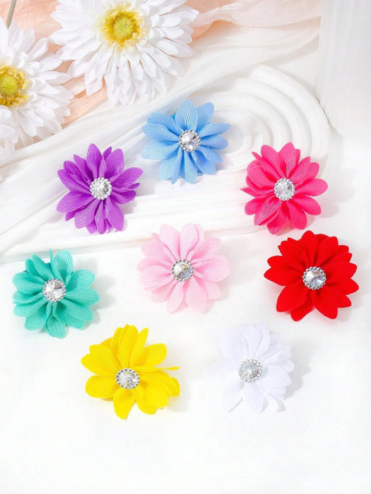 Paquete de 10 scrunchies de flores de unicolor para niñas - Quierox - Tienda Online