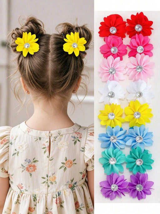 Paquete de 10 scrunchies de flores de unicolor para niñas - Quierox - Tienda Online