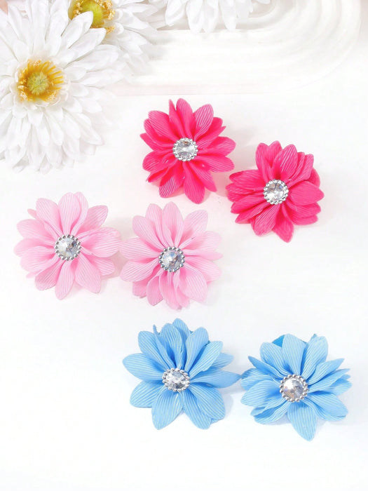 Paquete de 10 scrunchies de flores de unicolor para niñas - Quierox - Tienda Online