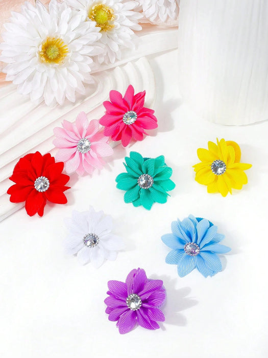 Paquete de 10 scrunchies de flores de unicolor para niñas - Quierox - Tienda Online