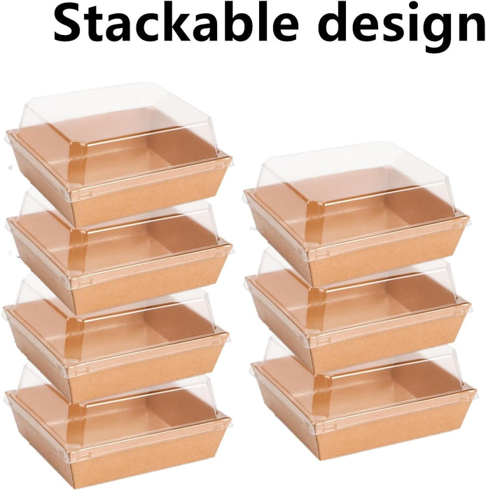 Paquete de 100 cajas de charcutería con tapas transparentes desechables para postres 5 x 5 x 2.6 pulgadas - Quierox - Tienda Online