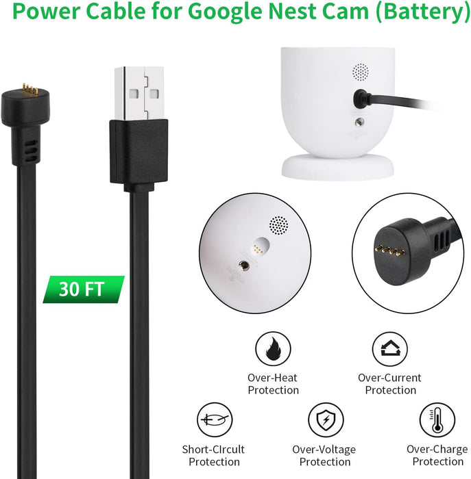 Paquete de 2 cables de alimentación compatibles con Google Nest Cam para exteriores o interiores - Quierox - Tienda Online