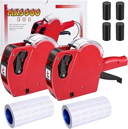 Paquete de 2 pistolas etiquetadoras de precios - Pistola etiquetadora de precios de 8 dígitos con kit - Quierox - Tienda Online