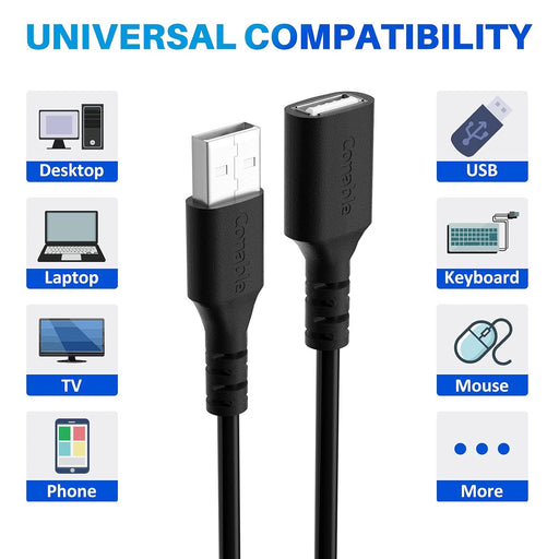 Paquete de 3 cables de extensión USB de 4 pies adaptador USB 2.0 tipo A macho/hembra - Quierox - Tienda Online