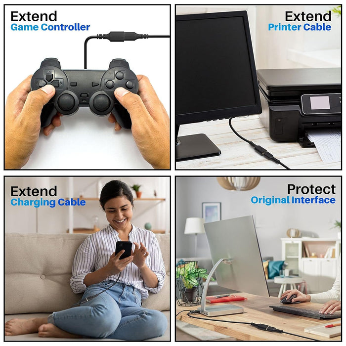 Paquete de 3 cables de extensión USB de 4 pies adaptador USB 2.0 tipo A macho/hembra - Quierox - Tienda Online