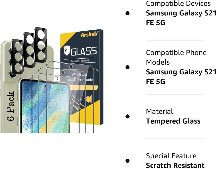 Paquete de 3+3 Protector de pantalla de vidrio para Samsung Galaxy S21 - Quierox - Tienda Online