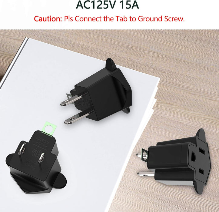 Paquete de 4 adaptadores de 3 a 2 clavijas, adaptador de conexión a tierra - Quierox - Tienda Online