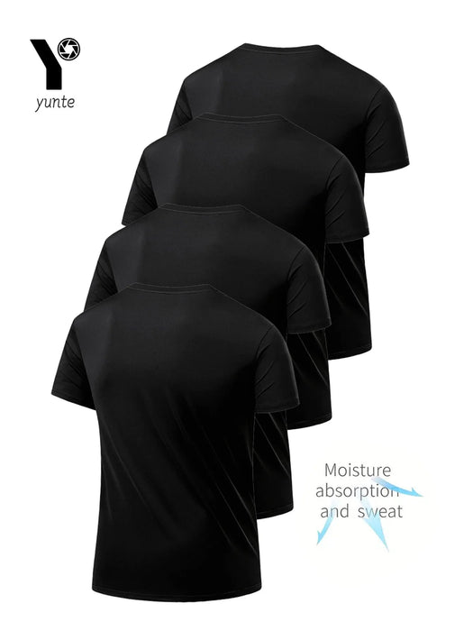 Paquete de 4 camisetas de cuello redondo negras ultraligeras para hombre - Quierox - Tienda Online