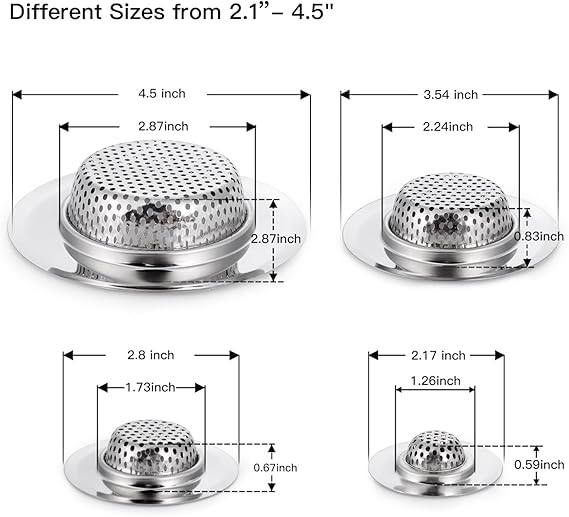 Paquete de 4 coladores de desagüe de acero inoxidable resistentes para fregadero de cocina - Quierox - Tienda Online