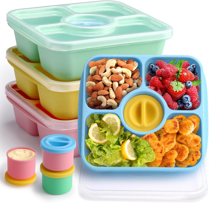 Paquete de 4 Contenedores Reutilizables de Caja de Aperitivos Bento para Adultos y Niños - Quierox - Tienda Online