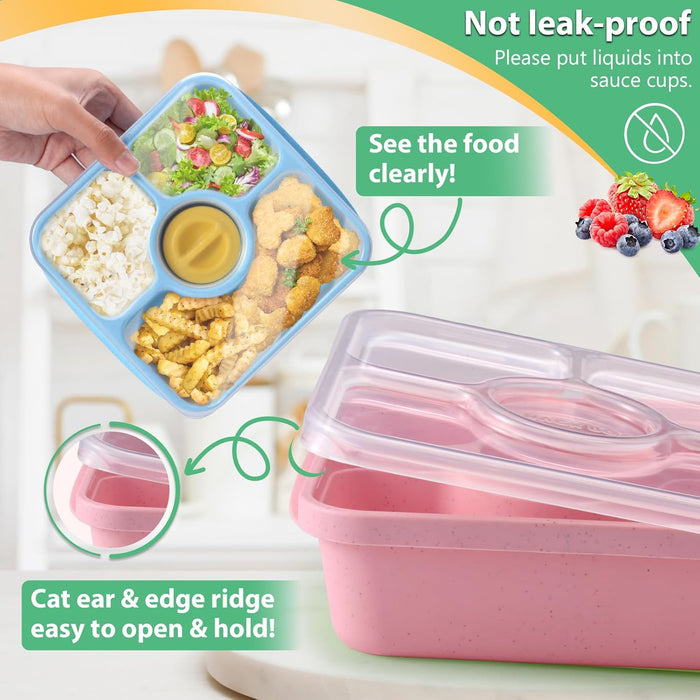 Paquete de 4 Contenedores Reutilizables de Caja de Aperitivos Bento para Adultos y Niños - Quierox - Tienda Online