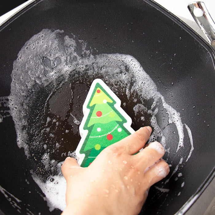 Paquete de 4 esponjas navideñas para fregar platos festivos, esponjas de limpieza de doble cara con lados suaves y exfoliantes - Quierox - Tienda Online