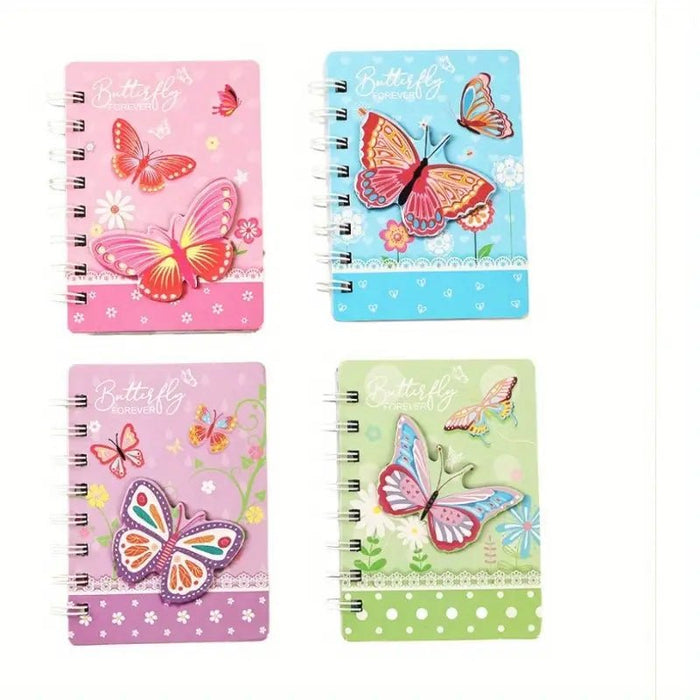 Paquete de 4 mini cuadernos espirales con lindos diseños de mariposas - Quierox - Tienda Online