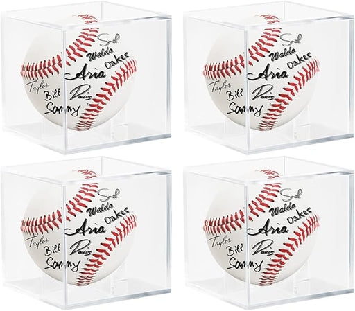 Paquete de 4 vitrinas acrílicas de béisbol – Soporte de béisbol con protección UV para exhibición - Quierox - Tienda Online