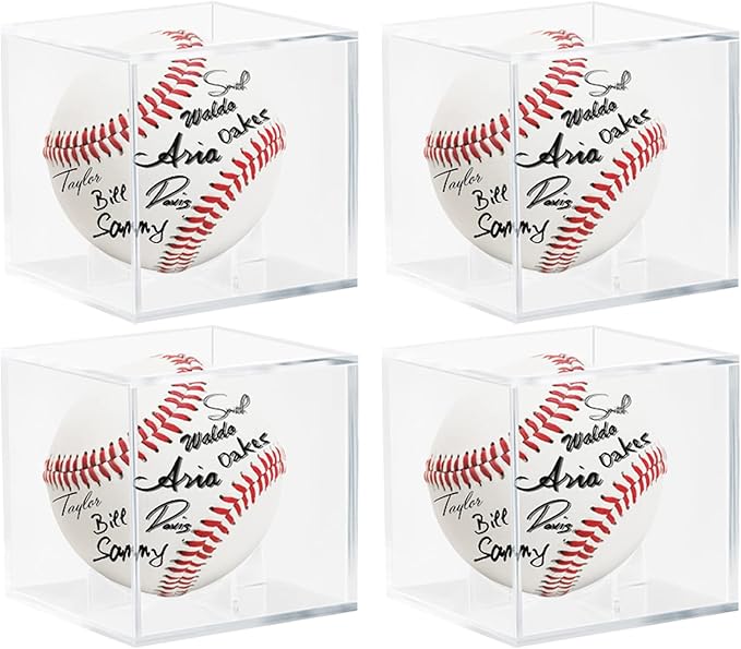 Paquete de 4 vitrinas acrílicas de béisbol – Soporte de béisbol con protección UV para exhibición - Quierox - Tienda Online