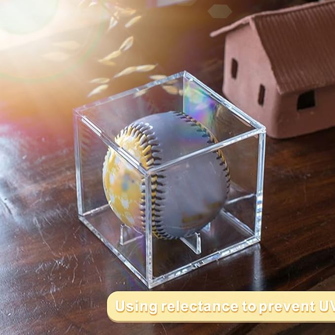 Paquete de 4 vitrinas acrílicas de béisbol – Soporte de béisbol con protección UV para exhibición - Quierox - Tienda Online