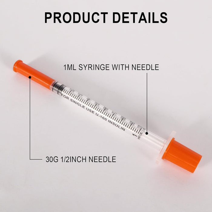 Paquete de 50 jeringas de 0.0 fl oz/cc con aguja de calibre 30 - Quierox - Tienda Online