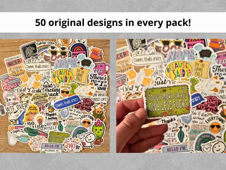Paquete de 50 pegatinas divertidas y sarcásticas - Quierox - Tienda Online