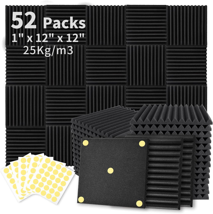 Paquete de 52 paneles de espuma acústica de 1 x 12 x 12 pulgadas - Quierox - Tienda Online