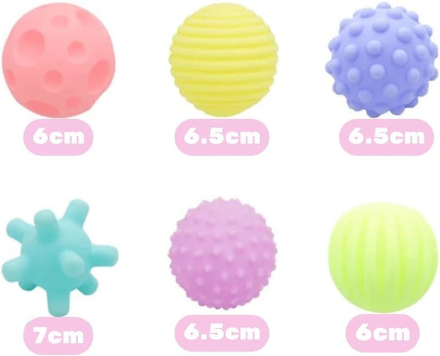 Paquete de 6 Bolas Macaron Texturizadas Oscuras para Bebé con Letras y Números - Quierox - Tienda Online