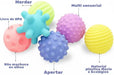 Paquete de 6 Bolas Macaron Texturizadas Oscuras para Bebé con Letras y Números - Quierox - Tienda Online