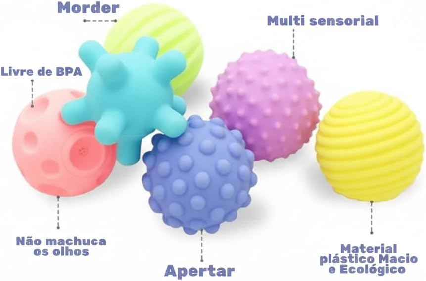Paquete de 6 Bolas Macaron Texturizadas Oscuras para Bebé con Letras y Números - Quierox - Tienda Online