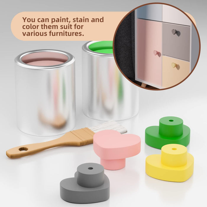 Paquete de 6 pomos de madera en forma de corazón, 1.2" de diámetro - Quierox - Tienda Online