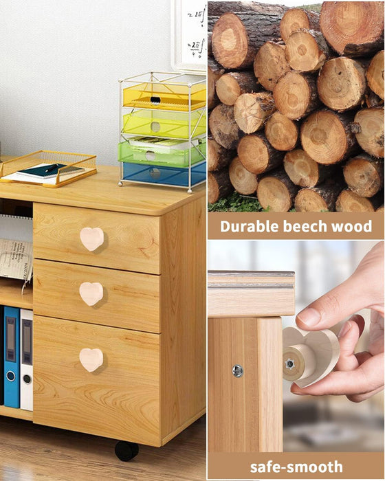 Paquete de 6 pomos de madera en forma de corazón, 1.2" de diámetro - Quierox - Tienda Online