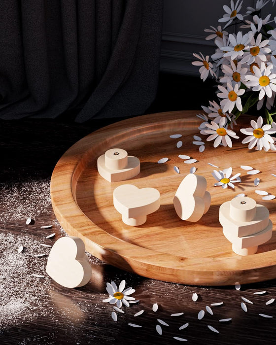 Paquete de 6 pomos de madera en forma de corazón, 1.2" de diámetro - Quierox - Tienda Online
