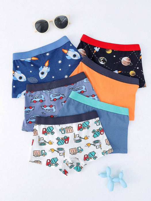 SHEIN 6 calzoncillos cómodos con cintura de bloques de color y estampados 3D