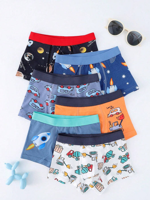 SHEIN 6 calzoncillos cómodos con cintura de bloques de color y estampados 3D