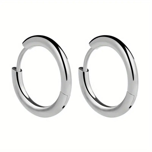 Par de Aros de Acero Inoxidable, Pendientes Minimalistas de Círculo - Quierox - Tienda Online