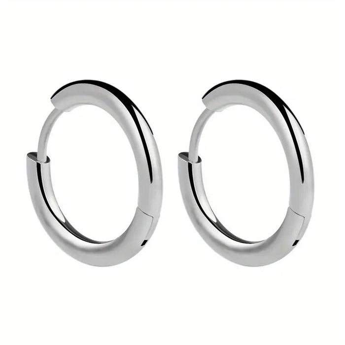 Par de Aros de Acero Inoxidable, Pendientes Minimalistas de Círculo - Quierox - Tienda Online