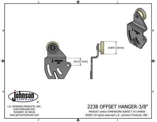 Par de Colgadores de riel Johnson con desplazamiento de 3/8" - Quierox - Tienda Online