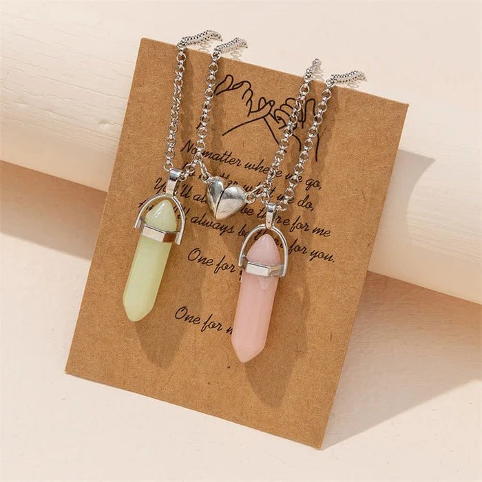 Par de collares de moda para pareja, colgante de cristal Hexagonal - Quierox - Tienda Online