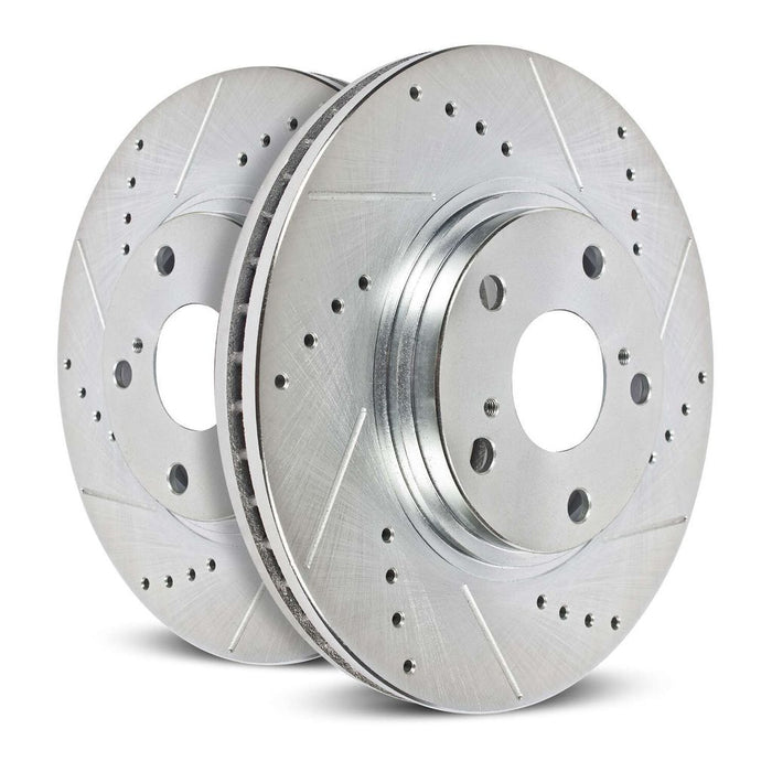 Par de discos de freno PowerStop Evolution Performance perforados, ranurados y cromados, 348 mm - Quierox - Tienda Online